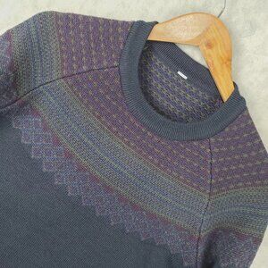 LULULEMON Sweater Size Men's Large Dark Navy Blue Purple Nordic Fair Isle Print